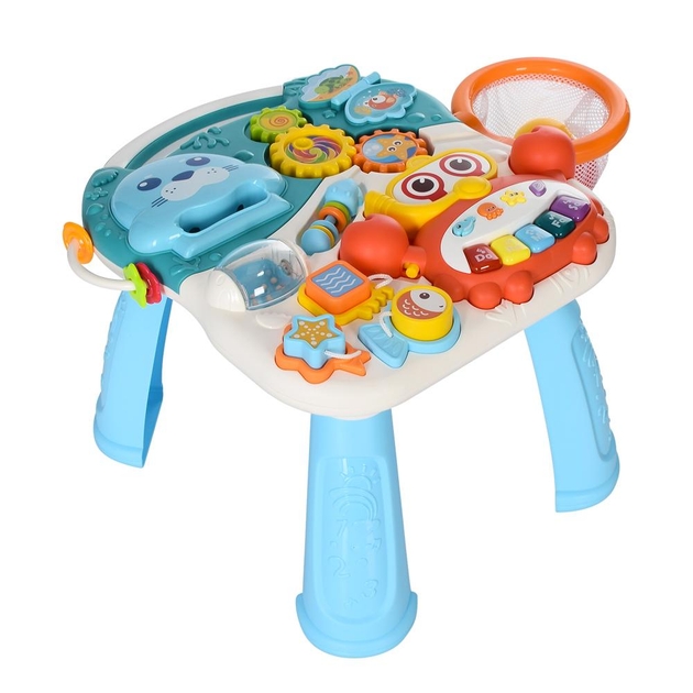 Детская каталка-ходунки 2в1 Limo Toy HB 0008 AB с баскетбольным кольцом, игровым столиком, бизибордом и музыкальным пианино