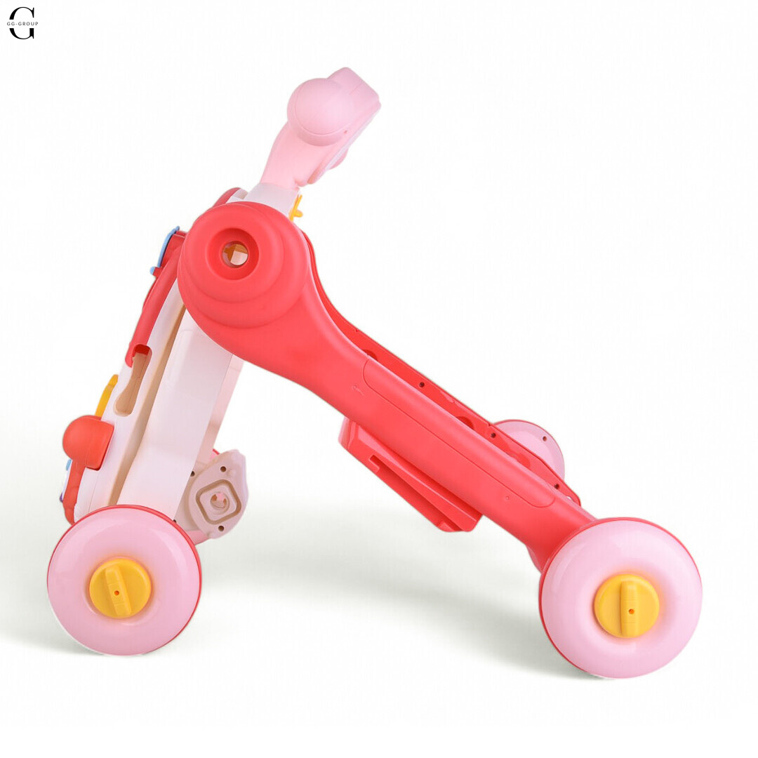 Детская каталка-ходунки 4в1 HUANGER HE0826-27: толокар, самокат, игровой столик с бизибордом и баскетбольным кольцом, музыкальные и световые эффекты
