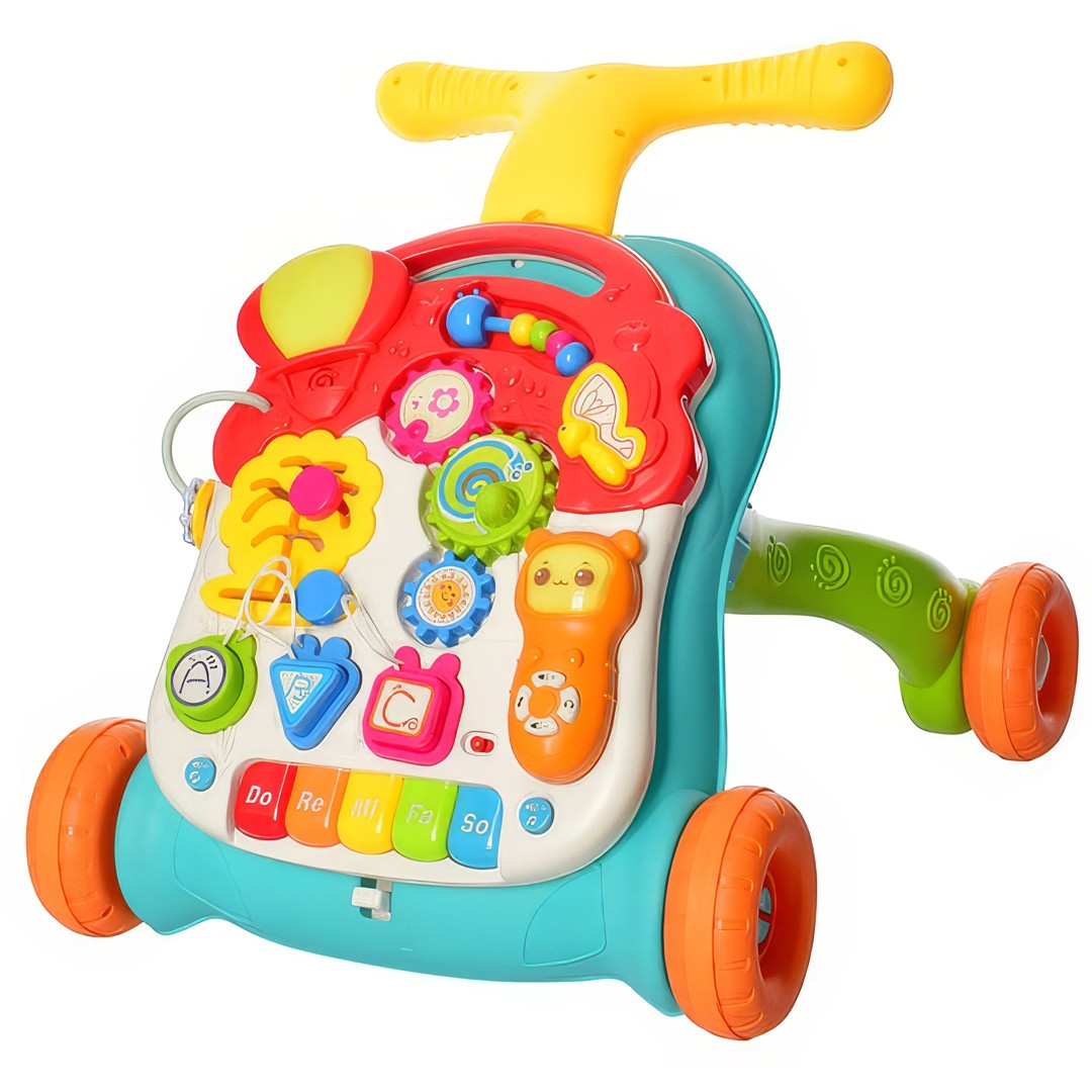 Детская каталка-ходунки 2 в 1 Limo Toy M 5473 AB – игровой столик с бизибордом, музыкальное пианино, телефон, сортер, развивающие элементы