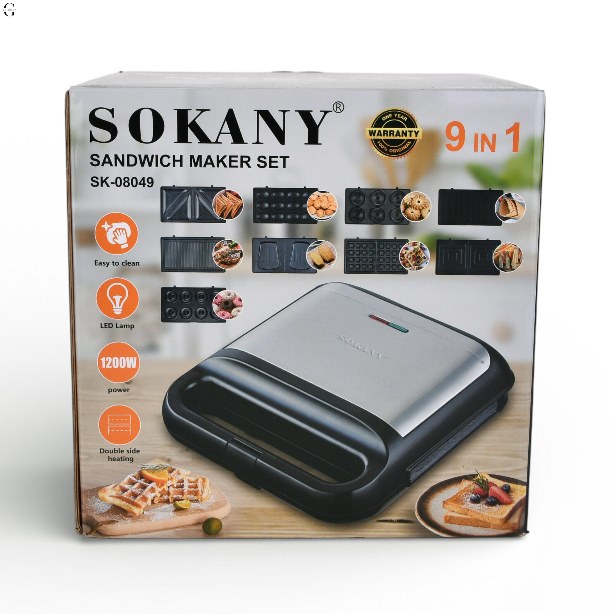 Мультимейкер 9в1 Sokany SK-08049 1200W с антипригарным покрытием и сменными насадками.
