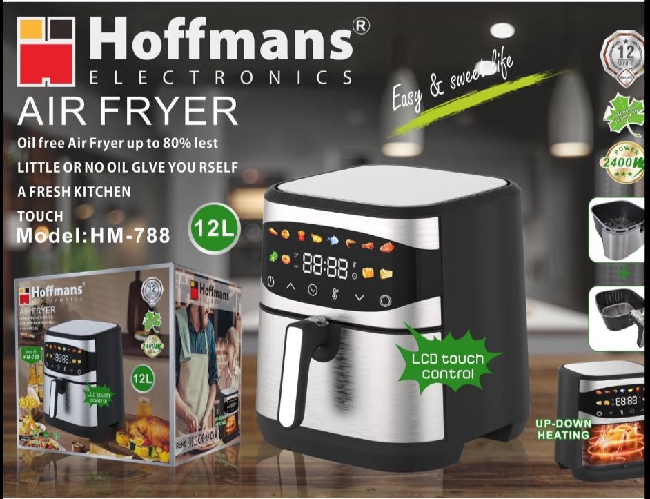 Аерофрітюрниця Hoffmans HM-788 12L з двома ТЕНами, 2400W, сенсорним керуванням та 12 режимами