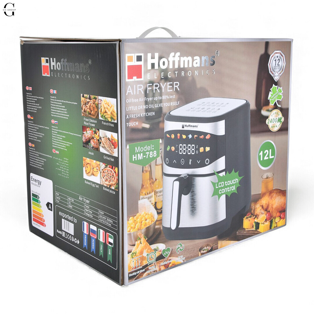 Аерофрітюрниця Hoffmans HM-788 12L з двома ТЕНами, 2400W, сенсорним керуванням та 12 режимами