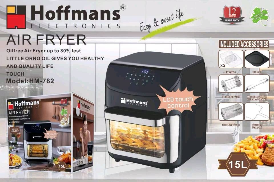 Аэрофритюрница Hoffmans HM-782 15 л 2400 Вт с LED-дисплеем, конвекцией и 12