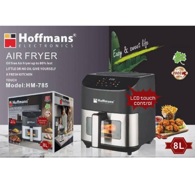 Аэрофритюрница Hoffmans HM-785 8 Л 2000 Вт с сенсорным LCD-экраном и 10 автопрограммами.