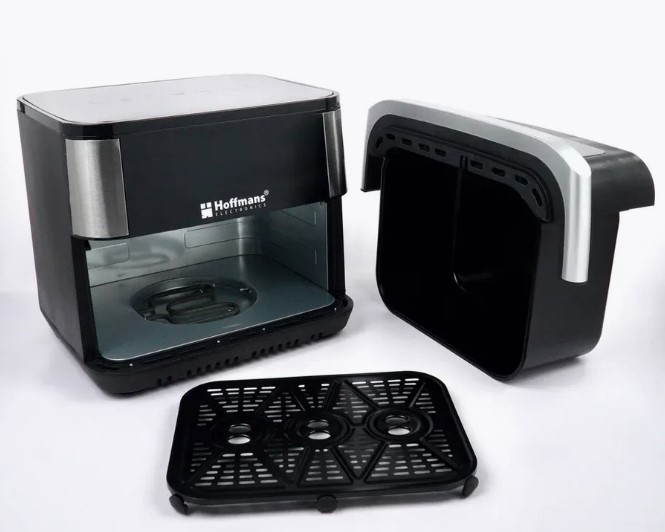 Аэрофритюрница Hoffmans HM-792 15L 2400W с 12 программами, тефлоновым покрытием и сенсорным управлением.