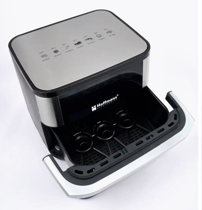 Аэрофритюрница Hoffmans HM-792 15L 2400W с 12 программами, тефлоновым покрытием и сенсорным управлением.