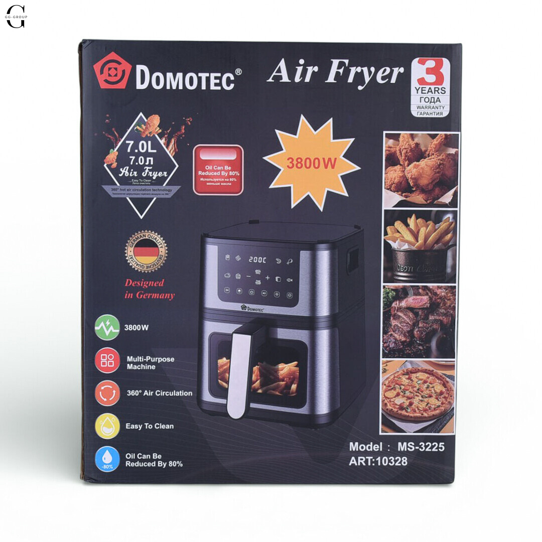 Аэрофритюрница + Гриль 2в1 DOMOTEC MS-3225 7л 3800W без масла, быстрое приготовление