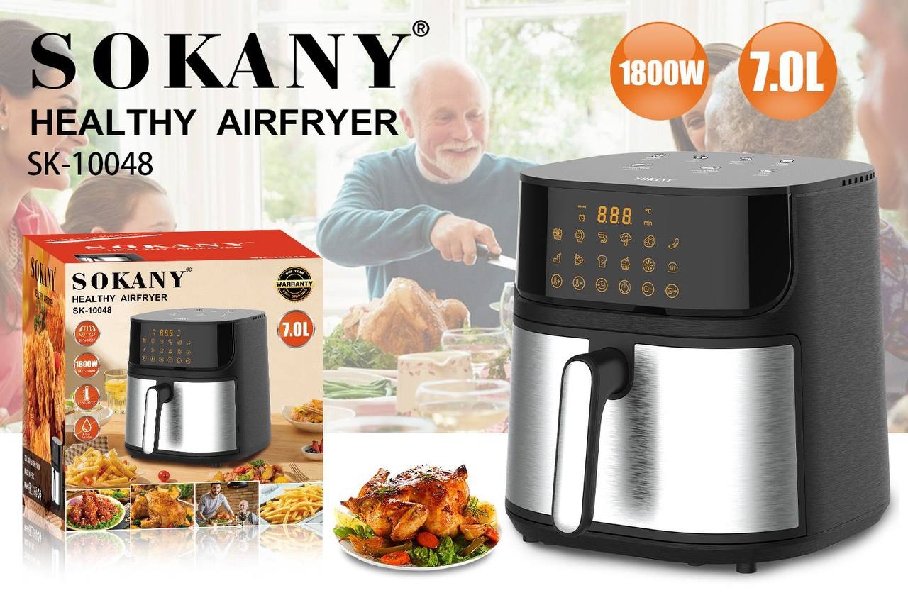 Аерофритюрниця Sokany SK-10048 7 л, 1800 Вт, з регулюванням температури та таймером