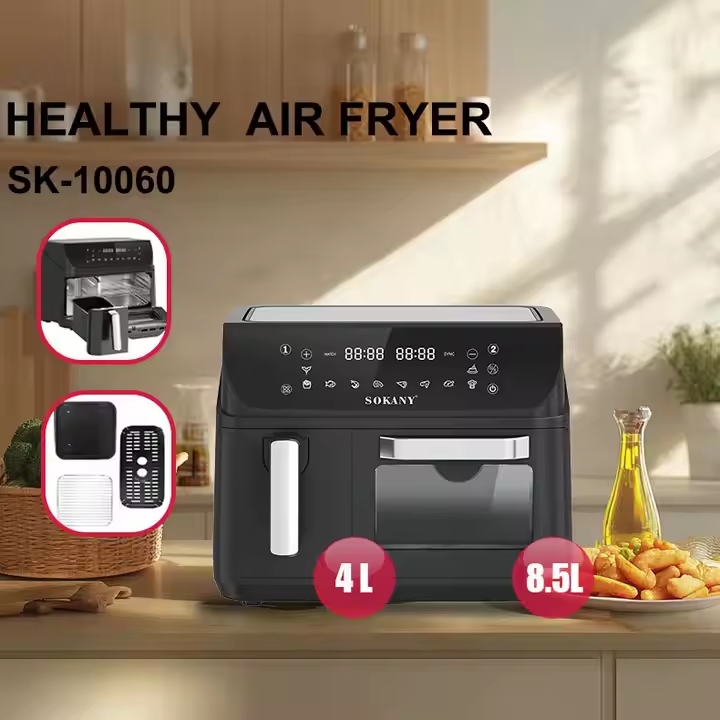 Двокамерна аерофритюрниця Sokany SK-10060, 2400 Вт, 4+8,5 л, сенсорне керування