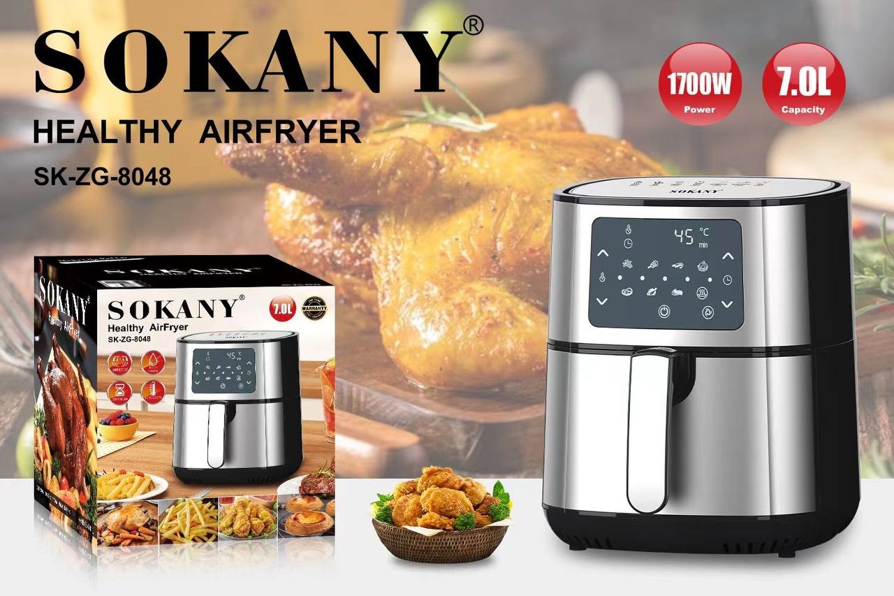Аерогриль-фритюрниця SOKANY SK-ZG-8048 | 7 л, 1700 Вт, до 200°C, захист від перегріву