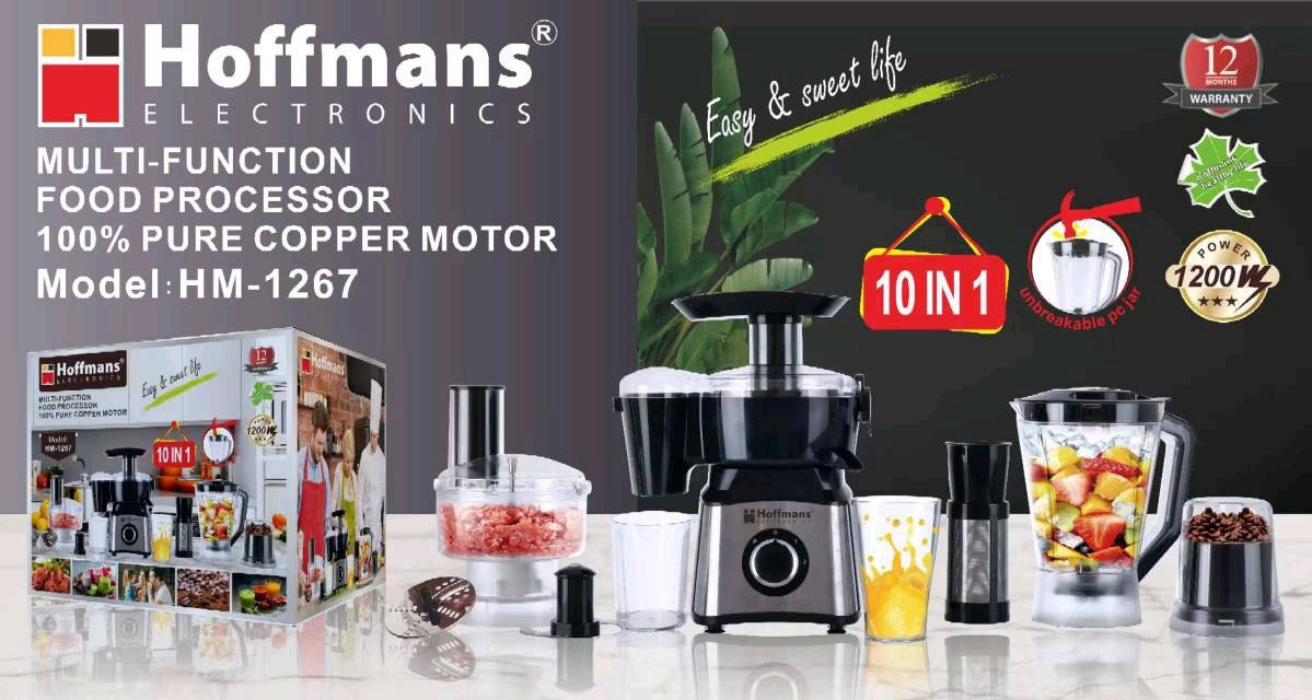 Кухонный комбайн Hoffmans HM-1267 1200W 10in1 с чашей 2 л.