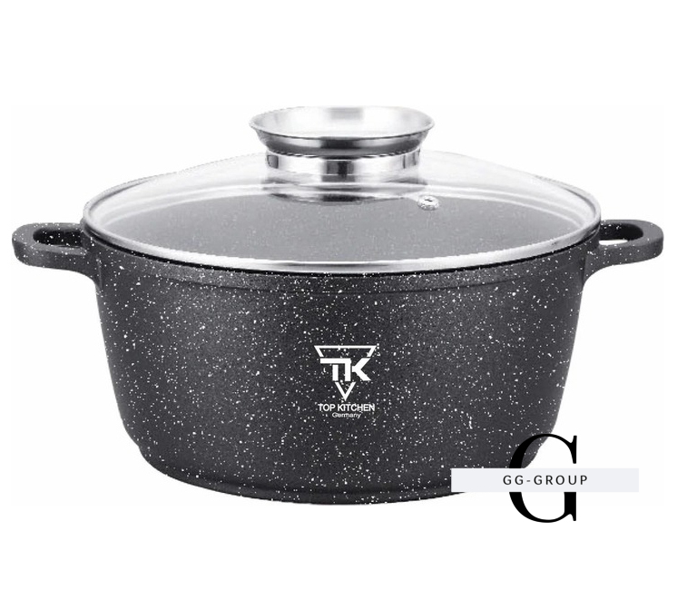 Кастрюля Top Kitchen ТК00053 с крышкой мраморное покрытие 26 см 24