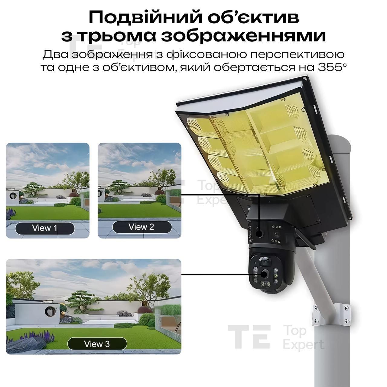 Камера відеоспостереження PTZ вулична WiFi+LED лампа+сонячна панель (SPM-XA01/T19-4G)