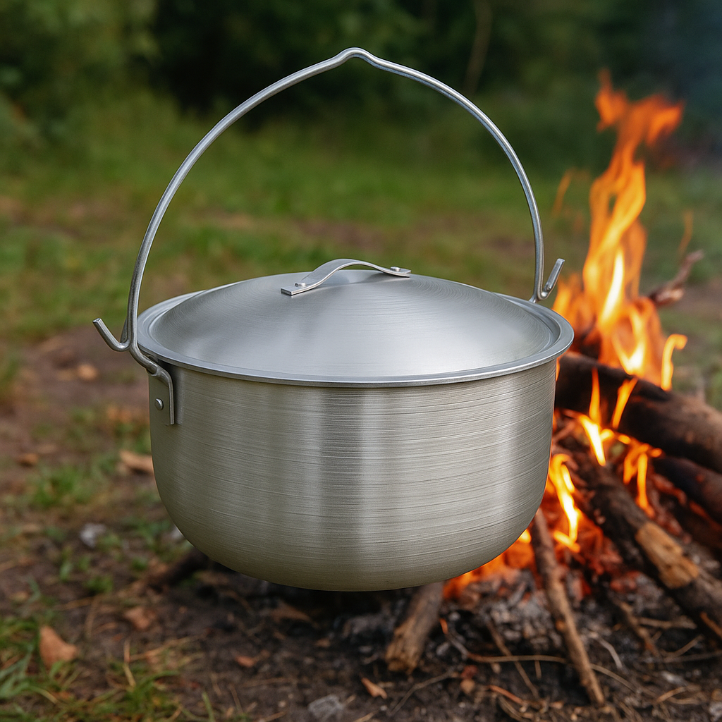 Алюминиевый казан с дужкой и крышкой 3,0 л (23,5×12 см) для приготовления блюд.