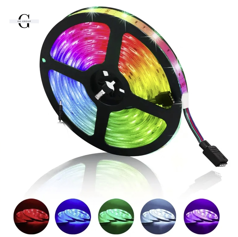 Світлодіодна стрічка 5050 RGB - 16 кольорів, IP65, 55 люмен, 9000 годин роботи від USB 5V з Bluetooth та мобільним додатком