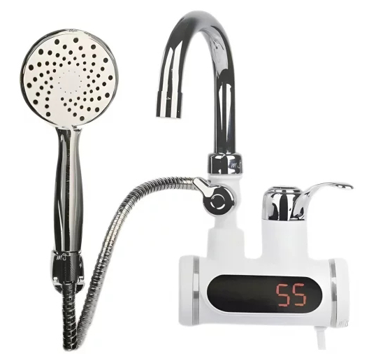 Проточный кран водонагреватель с экраном и душем Heating Faucet FT-001 (Нижнее подключение)