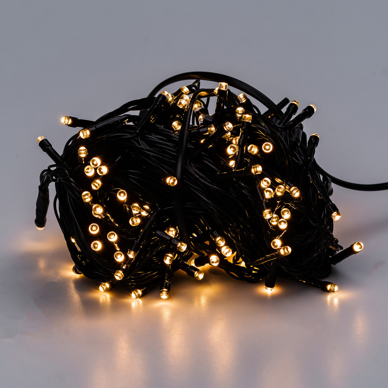 Гирлянда нить 14м на 300 LED лампочек светодиодная черный провод 8 режимов работы Желтый