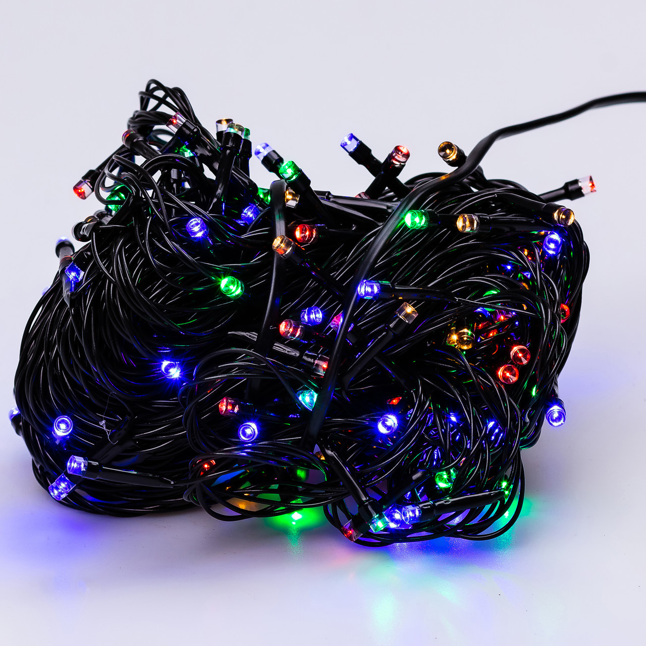 Гирлянда нить 16 м на 400 LED лампочек светодиодная черный провод 8 режимов работы
