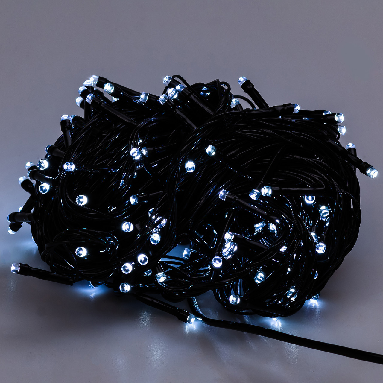 Гірлянда нитка 22 м на 500 LED лампочок світлодіодна чорний провід 8 режимів работи Білий