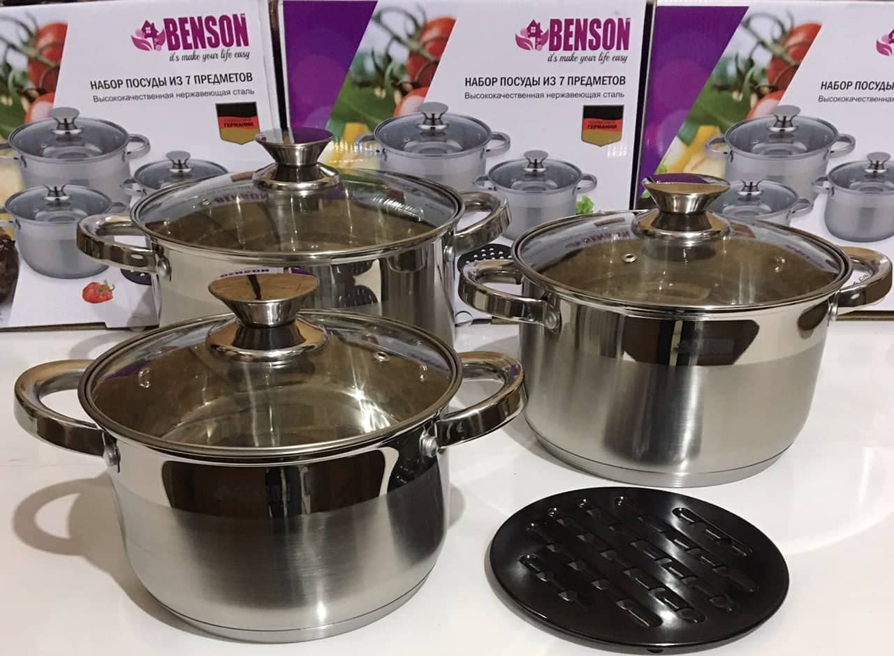 Набор кастрюль Benson BN-241 (ёмкость 4 л, 5,1 л, 6,5 л)