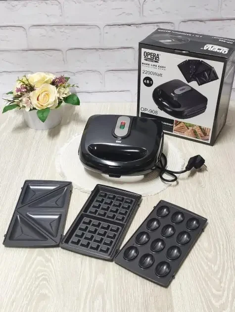Гриль / Мультимейкер (Вафельница) SandwichMaker Opera OP-908 4в1 2200W