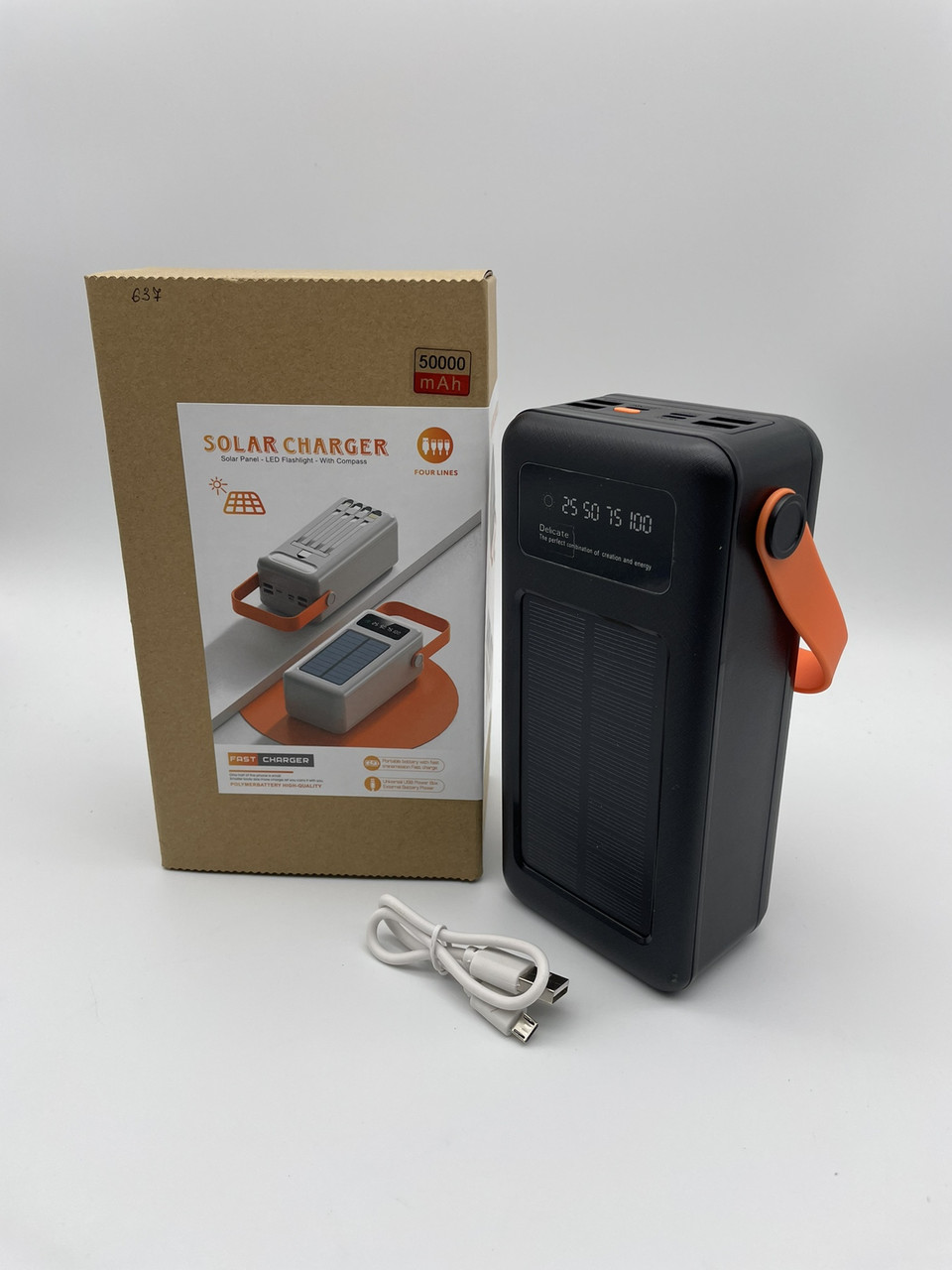 Повербанк Power bank 637 - 50000mAh Solar+Універсальний Кабель 4в1