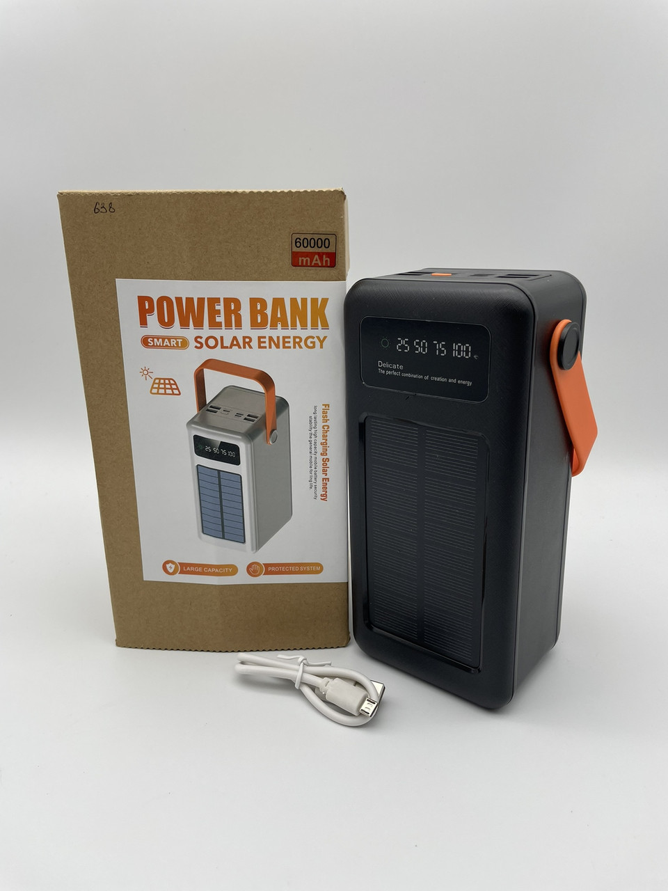 Повербанк Power bank 638 - 60000mAh Solar+Універсальний Кабель 4в1