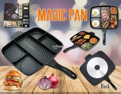 Сковорода гриль Magic Pan черная, инновационная с антипригарным покрытием на 5 секций