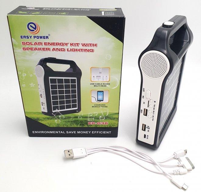 Кемпінговий ліхтар на сонячній батареї EASY POWER EP-036 Bluetooth/MP3/FM/TF/USB/Power Bank
