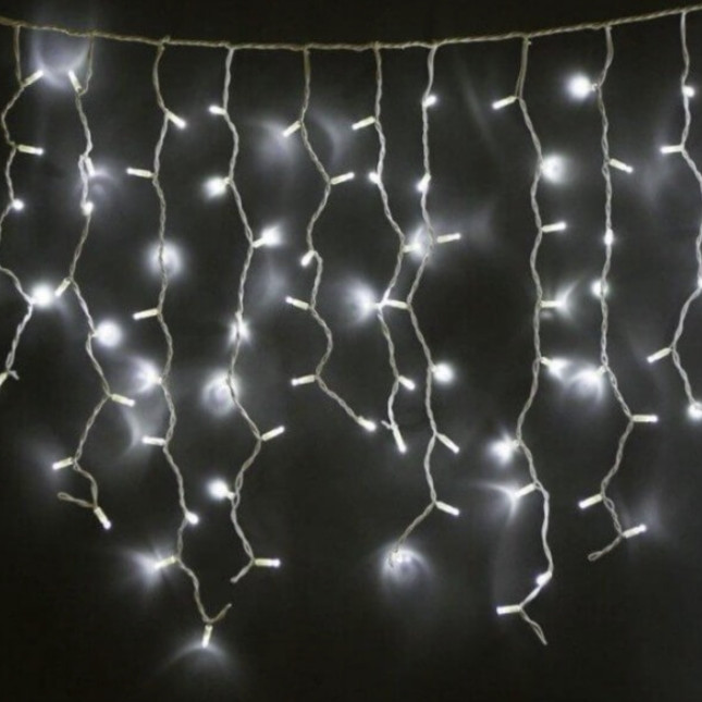 Гірлянда бахрома, прозорий шнур, 3*0.5 м, 120 LED з перехідником внутрішня 