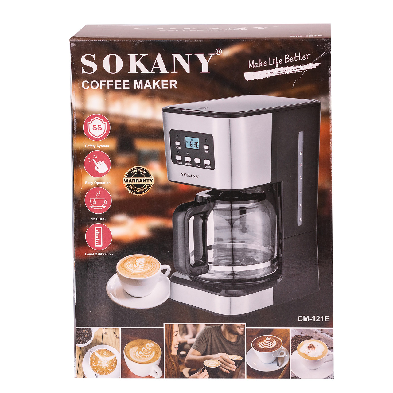 Кавоварка крапельна електрична з автопідігрівом 950 Вт 1.5 л 12 чашок Sokany CM-121E