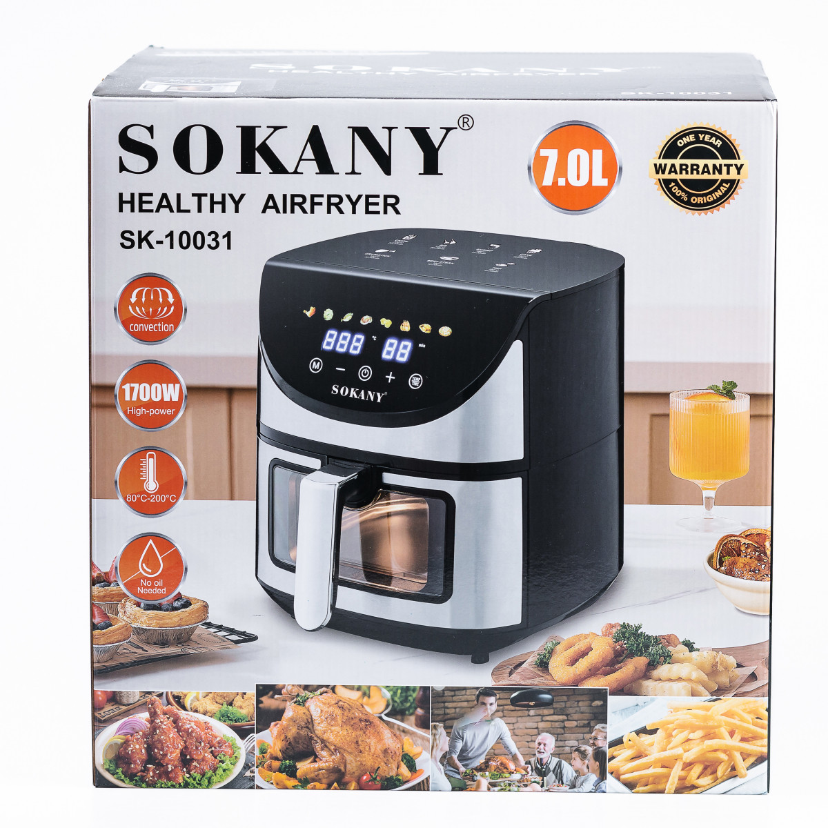 Аерогриль-фритюрниця SOKANY SK-10031 | 7 л, 1700 Вт, регулювання температури