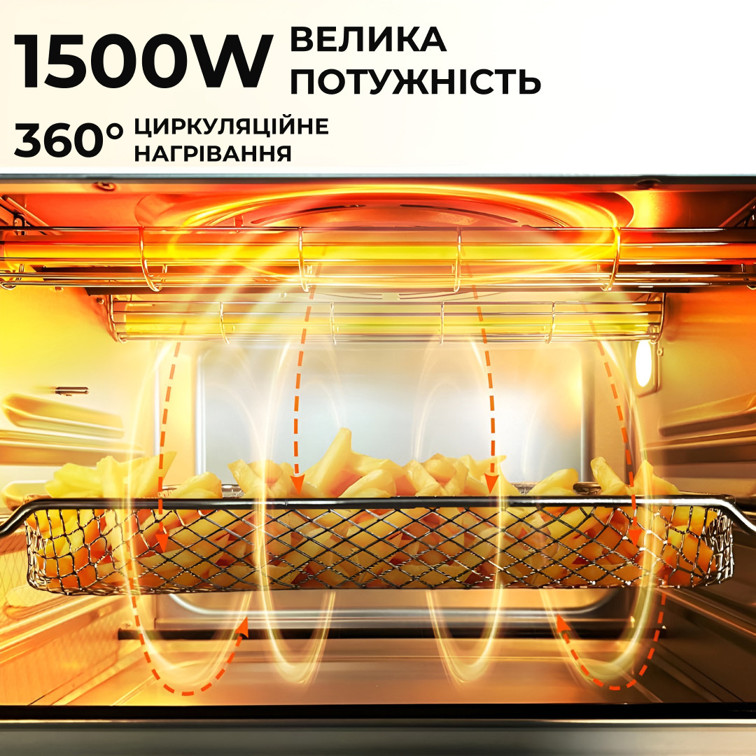 Електропіч настільна 1500 Вт 35 л духова шафа електрична настільна Sokany