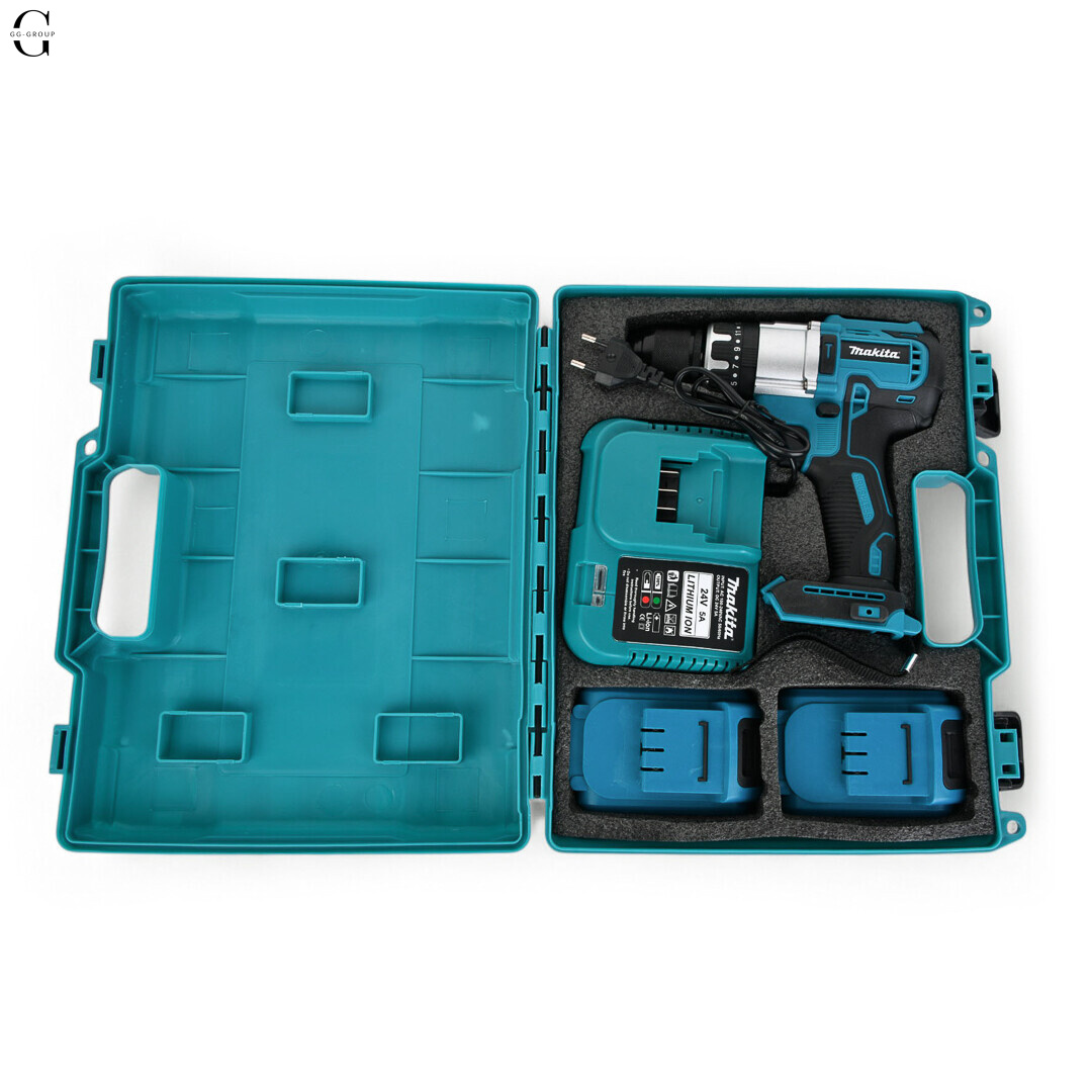 Шуруповерт MAKITA 24V Бесщеточный + 2 АКБ 4Ah + Металлический патрон