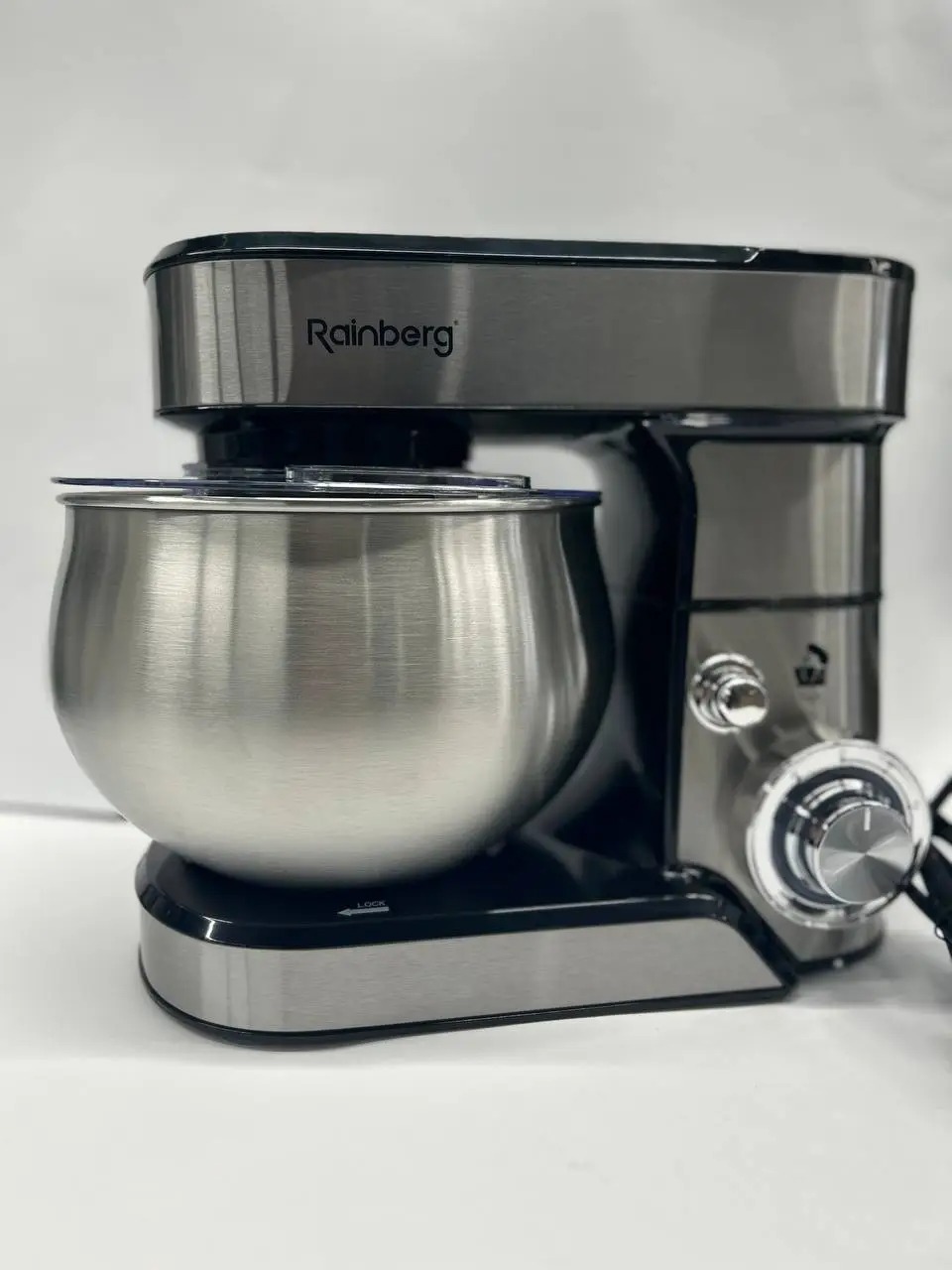 Тестомес Rainberg RB-8086 5л из нержавеющей стали с 3 насадками для теста и крема.