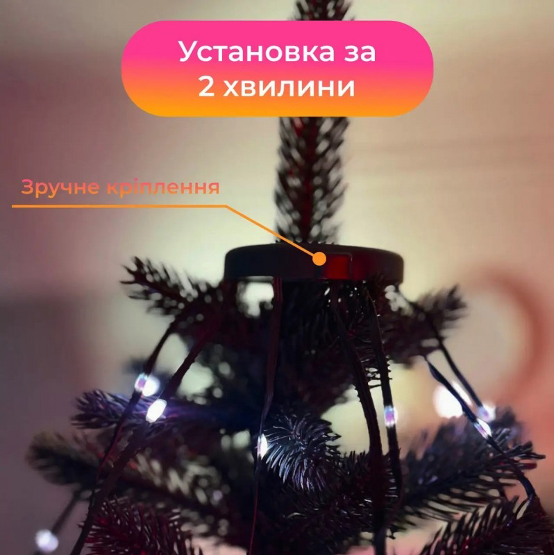 Розумна гірлянда Кінський хвіст 10×2м з Bluetooth, пультом і 500+ режимами SFK-02 USB зелений дріт