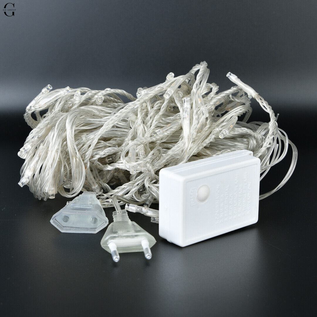 Гірлянда штора Крапля 160 LED 2×2 м, біле світло, 8 режимів, 220V