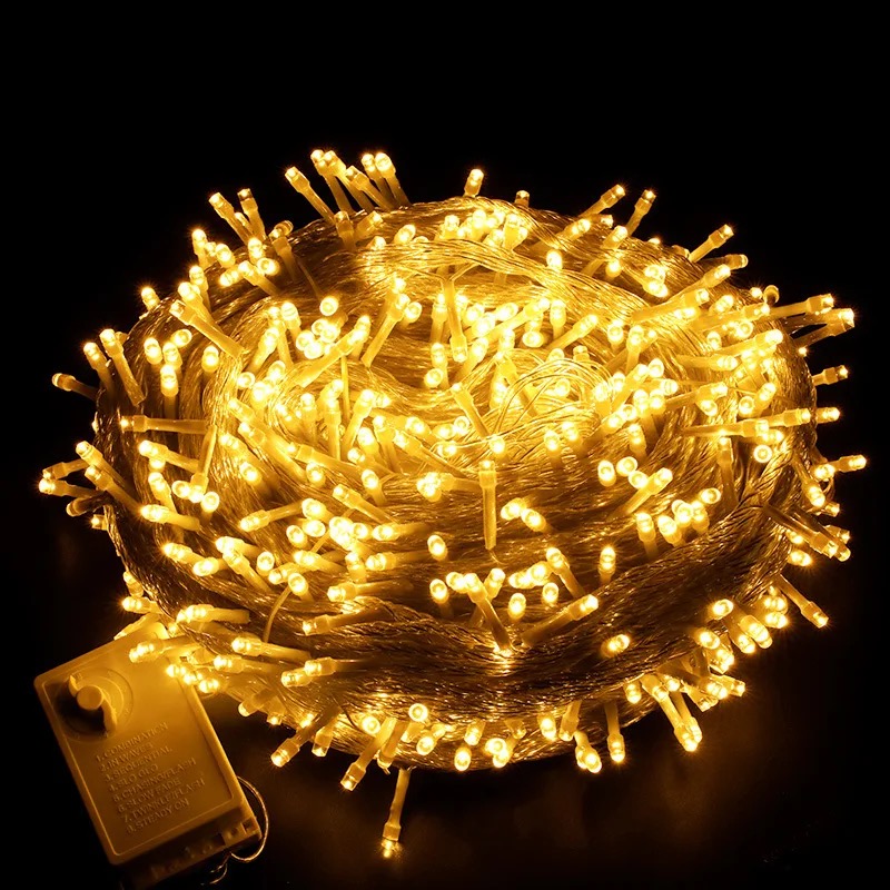 Светодиодная гирлянда Нить 800 Led прозрачный шнур 40 метров Теплый белый